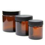 Zalfpot bruin glas met zwart deksel 